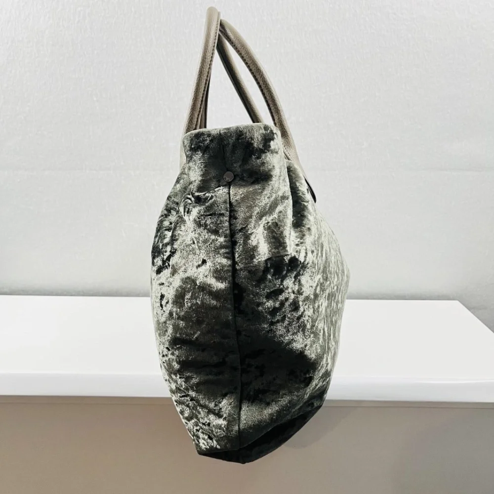 Deux Lux Misha Satchel Olive Green Velvet Large Tote Boho Detachable Strap